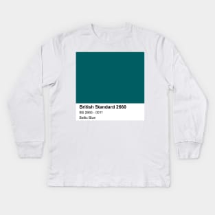 Baltic Blue British Standard 0011 Colour Swatch Kids Long Sleeve T-Shirt